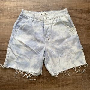 high waisted denim cargo shorts
